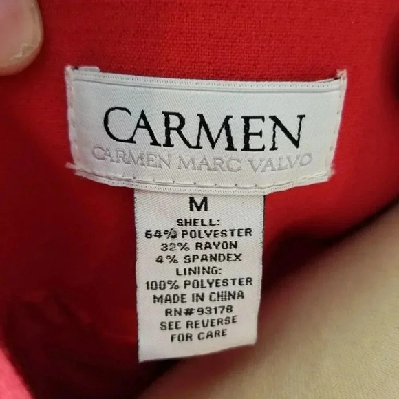 {Carmen Marc Valvo} Red Blazer Jacket - Picture 8 of 11